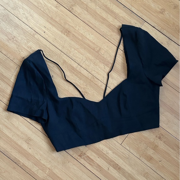 Zara Black Crop Top with Strappy Back - Picture 1 of 3